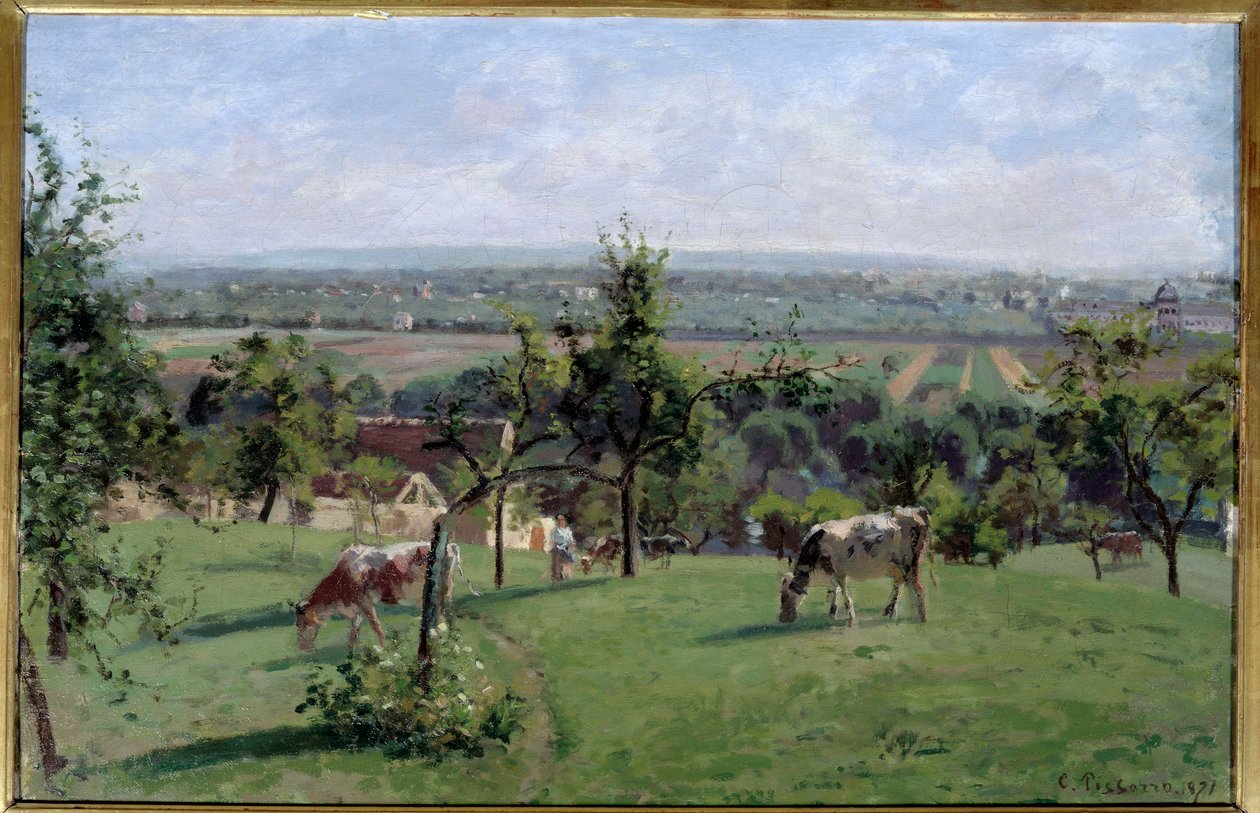 Vesinetin rinteet. Camille Pissarron (1830-1903) maalaus tekijältä Camille Jacob Pissarro