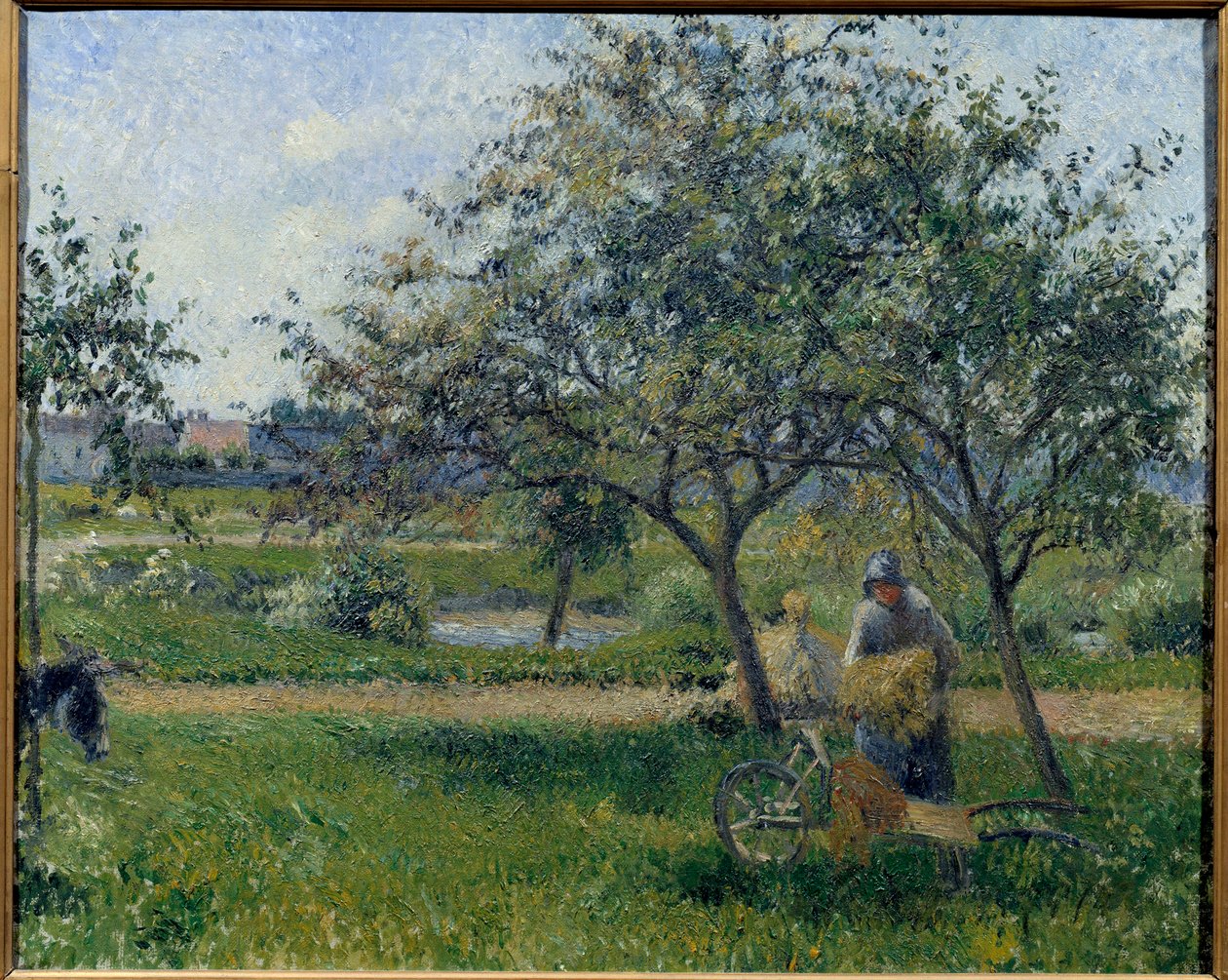 Kottikärryt, hedelmätarha Camille Pissarron (1830-1903) maalaus noin 1881. Su. 0,54x0,65 m Pariisi, Musee d