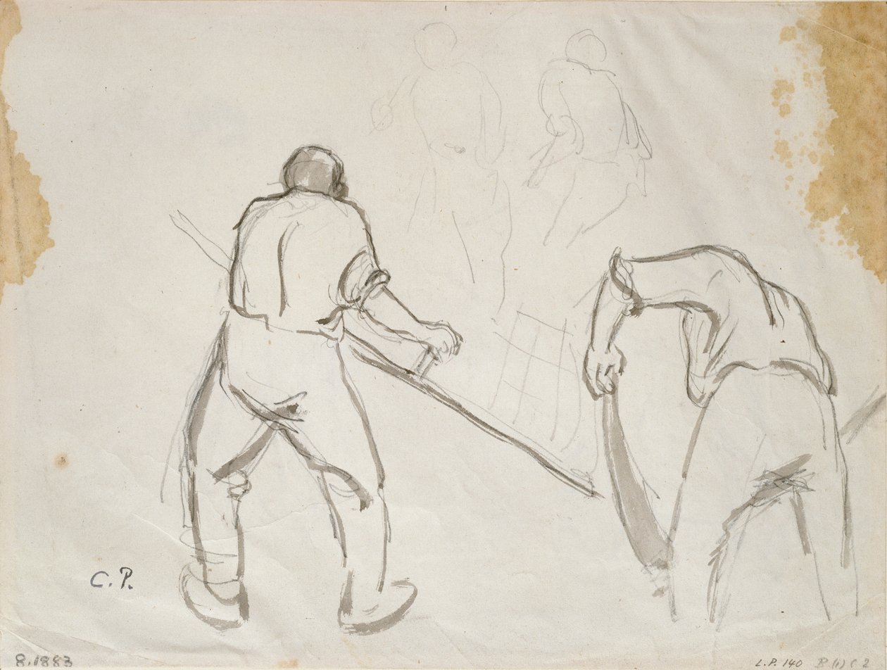Kolme tutkimusta miesharvesterista, 1870-luku tekijältä Camille Pissarro