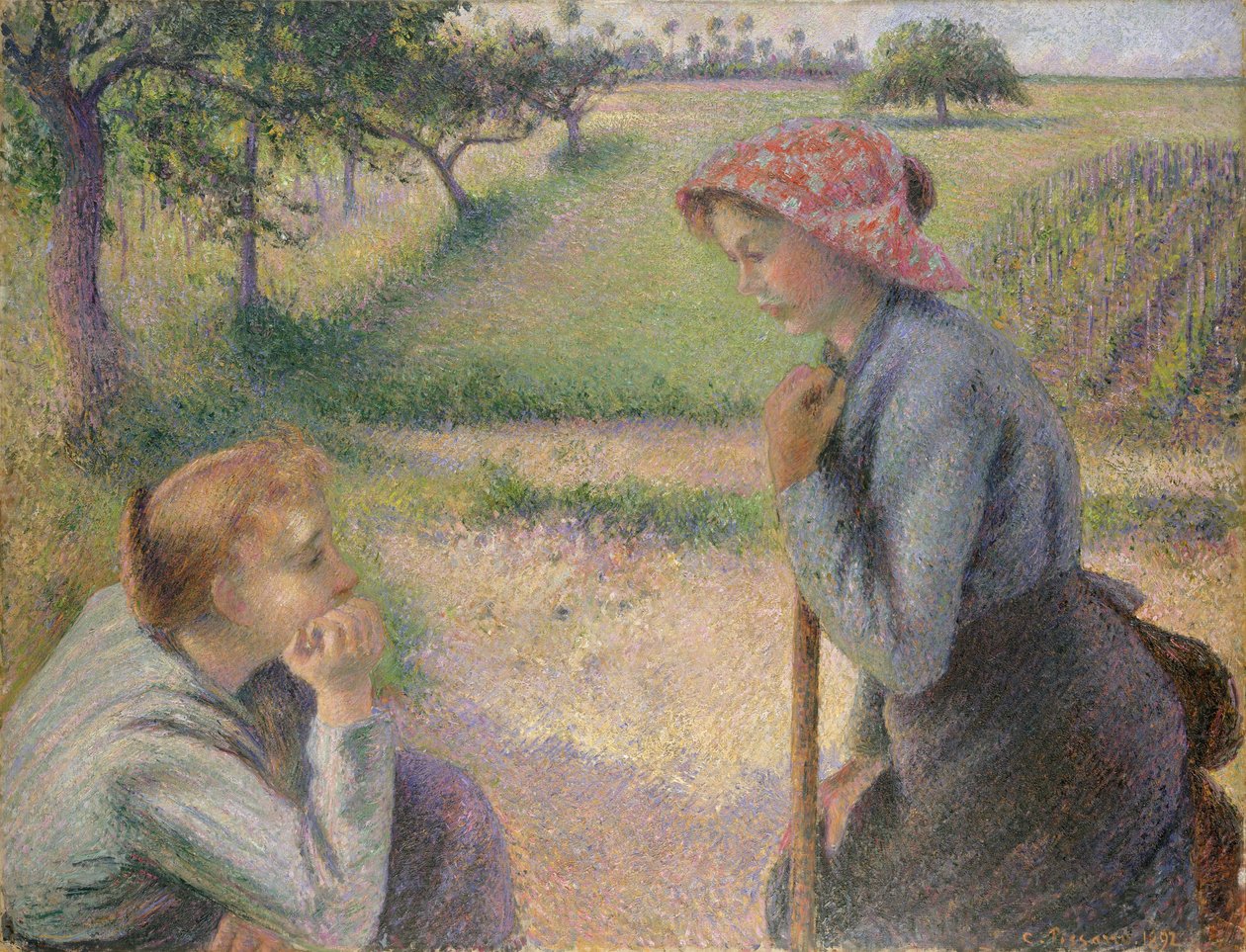 Kaksi nuorta talonpoikanaista, 1891-92. tekijältä Camille Jacob Pissarro