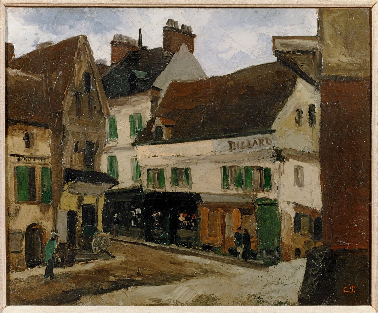 Une place a la Roche-Guyon - La Roche-Guyonin aukio ... (maalaus kankaalle) tekijältä Camille Pissarro