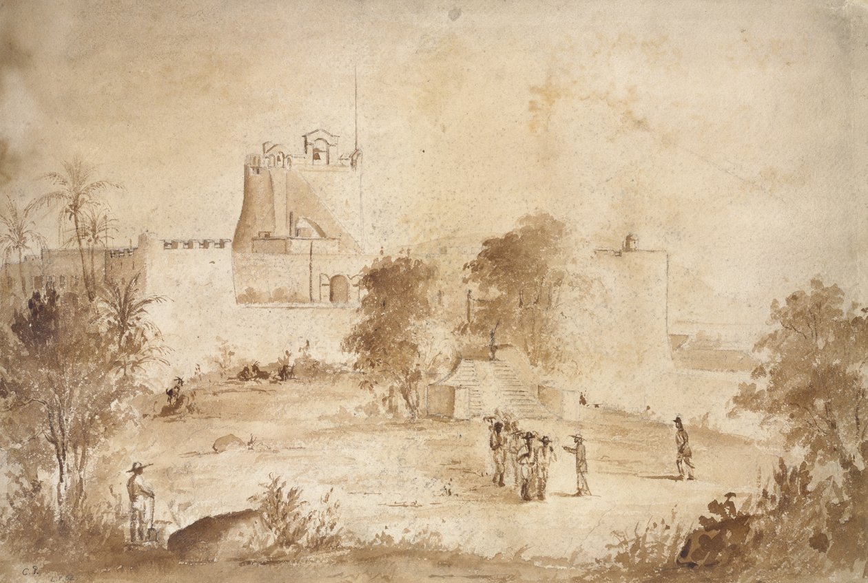 Näkymä sotilaslinnoitukselle, Christiansfort, Charlotte Amalie, St Thomas, Länsi-Intia tekijältä Camille Jacob Pissarro