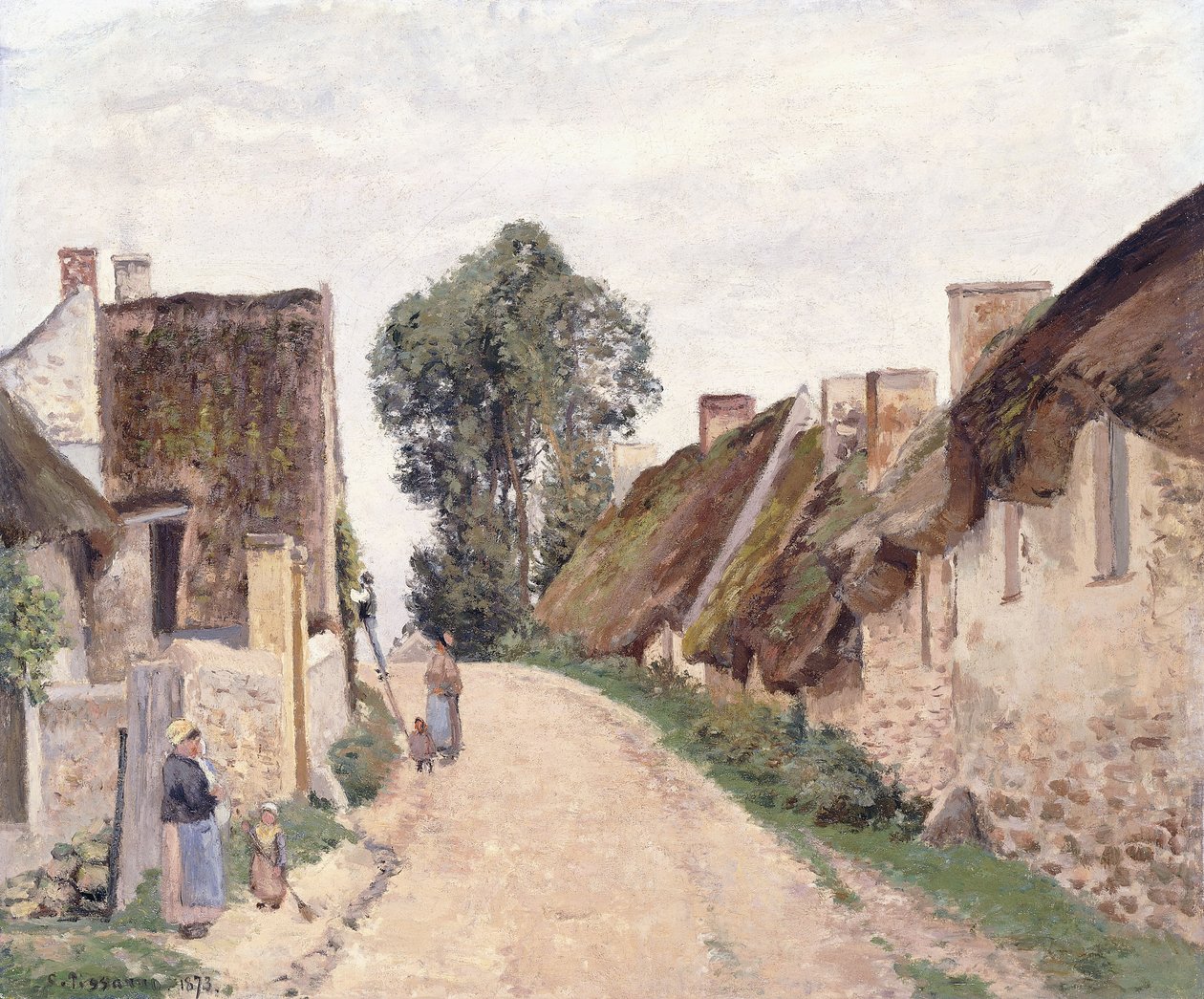 Village Street, Auvers-sur-Oise, 1873 tekijältä Camille Jacob Pissarro