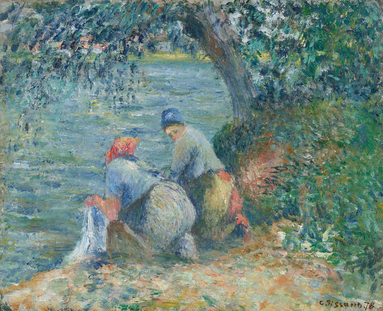 Pesijanaiset veden äärellä, Pontoise, 1878. tekijältä Camille Pissarro