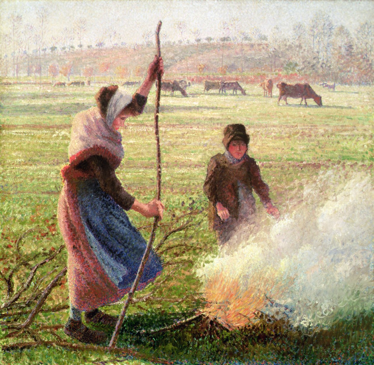 White Frost, nainen rikkoo puuta tekijältä Camille Jacob Pissarro