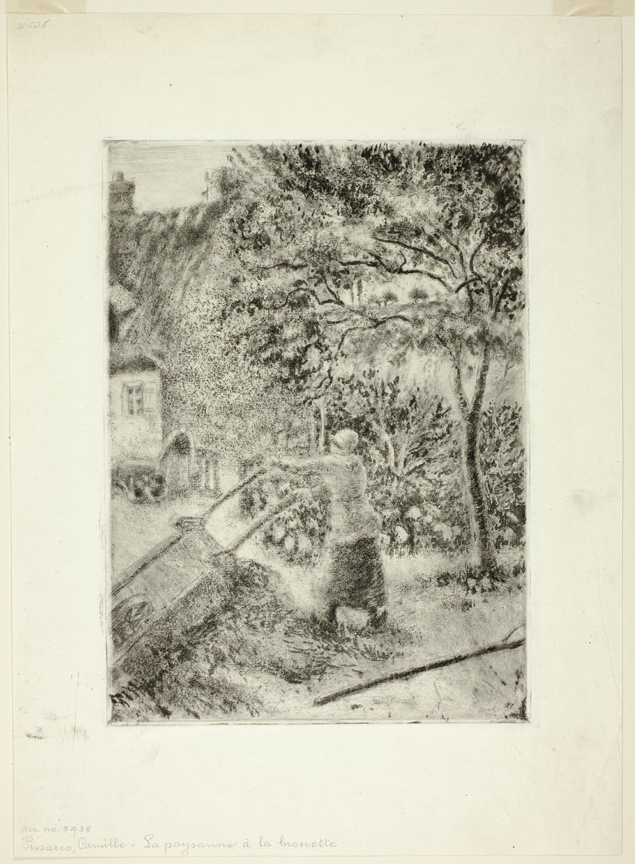 Nainen tyhjentämässä kottikärryä tekijältä Camille Pissarro