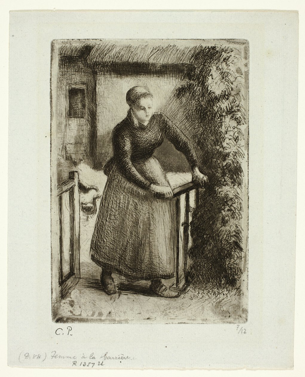 Nainen portilla tekijältä Camille Pissarro