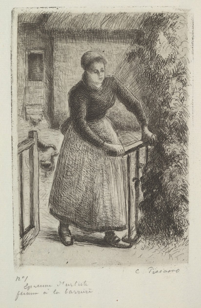 Nainen portilla, 1889. tekijältä Camille Jacob Pissarro