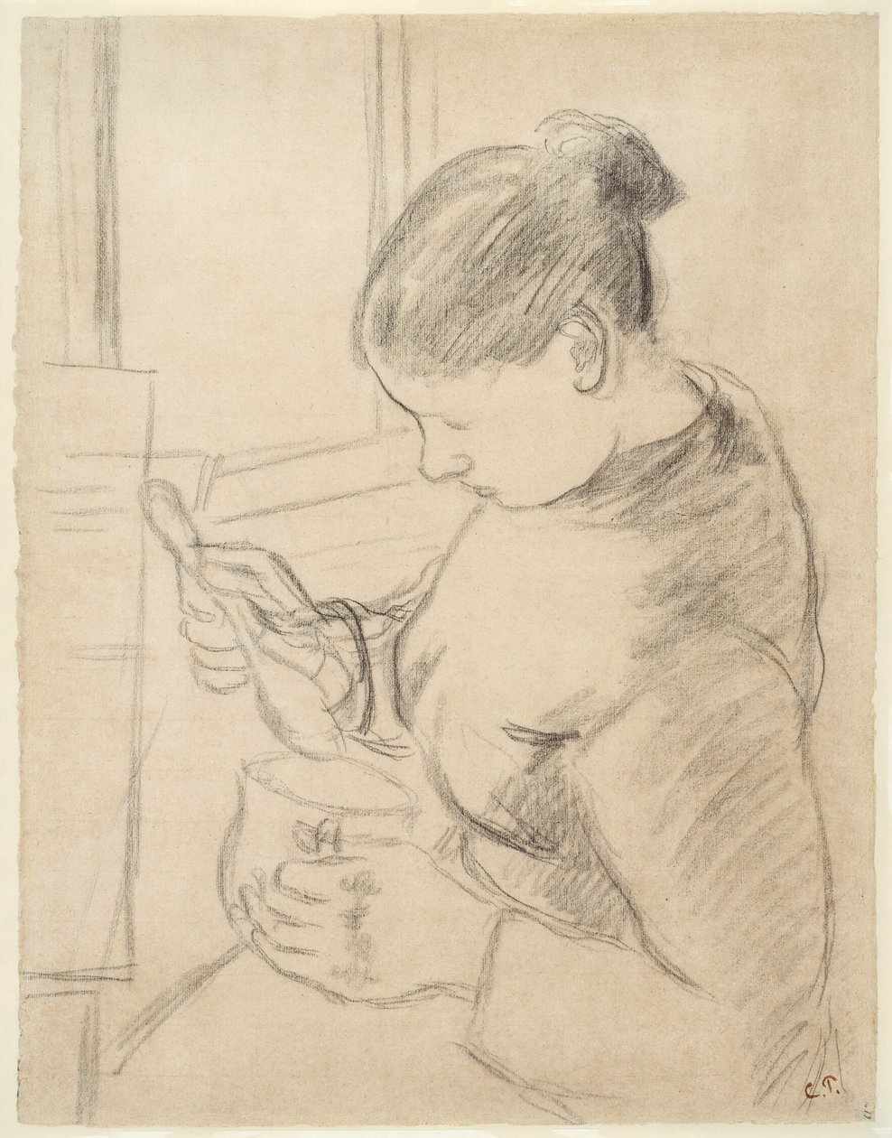 Nuori talonpoika kahvilla tekijältä Camille Pissarro
