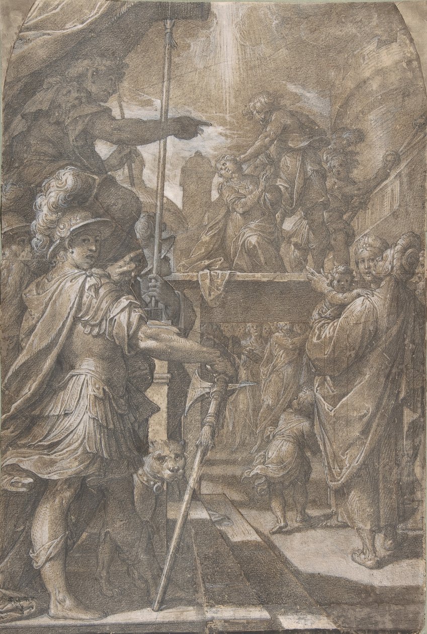 Naispuolisen pyhän Agnesin marttyyrikuolema, 1605-1609. tekijältä Camillo Procaccini