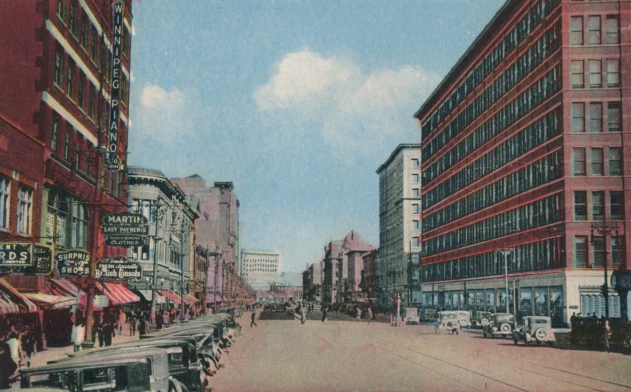 Portage Avenue itään päin, Winnipeg, Manitoba, Kanada (värikuva) (värikuva) tekijältä Canadian Photographer