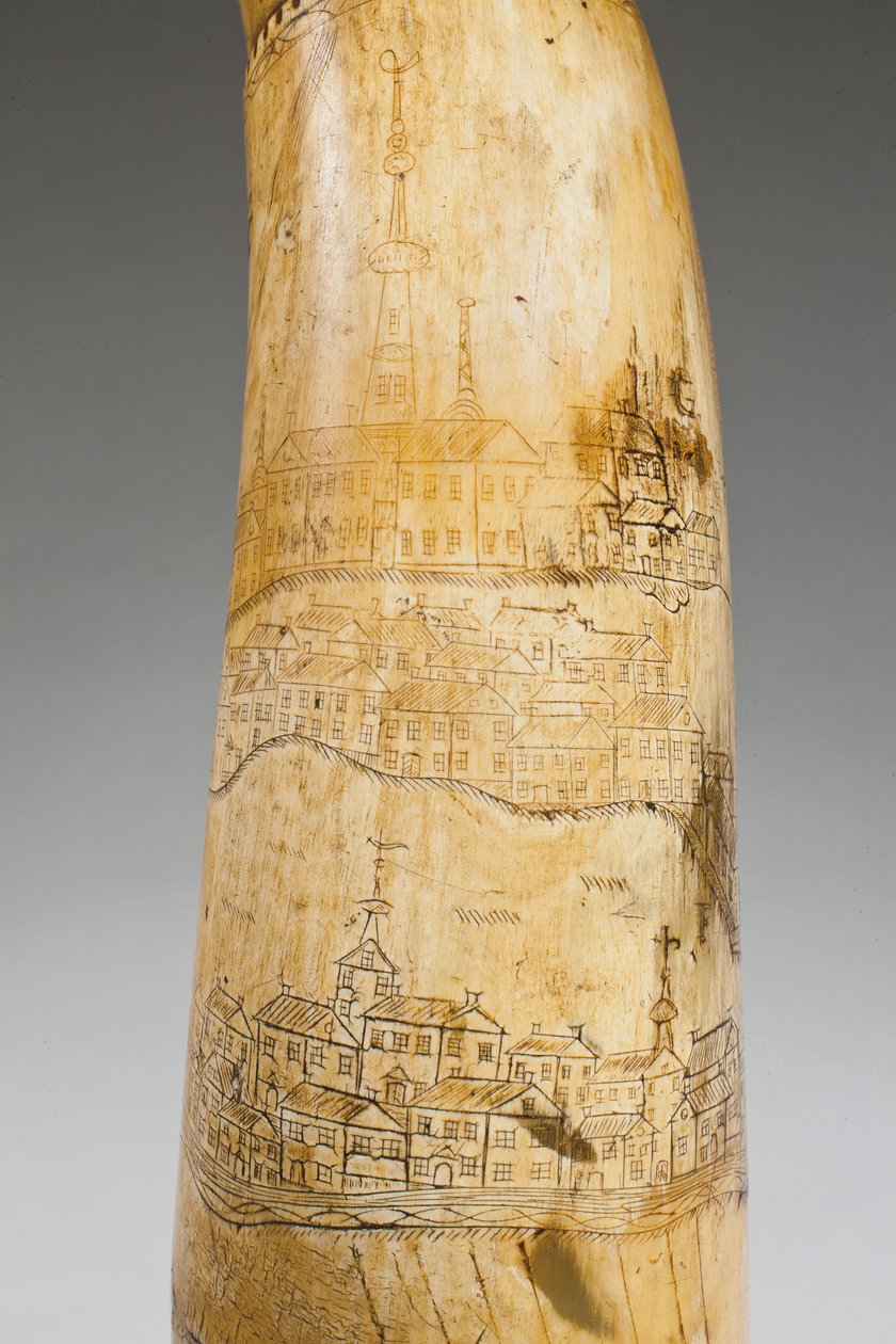 Jauhesarvi, johon on kaiverrettu kartta St. Lawrence-joesta Quebecin alueella, n. 1759 (sarvi) (katso myös 997377-79) tekijältä Canadian School