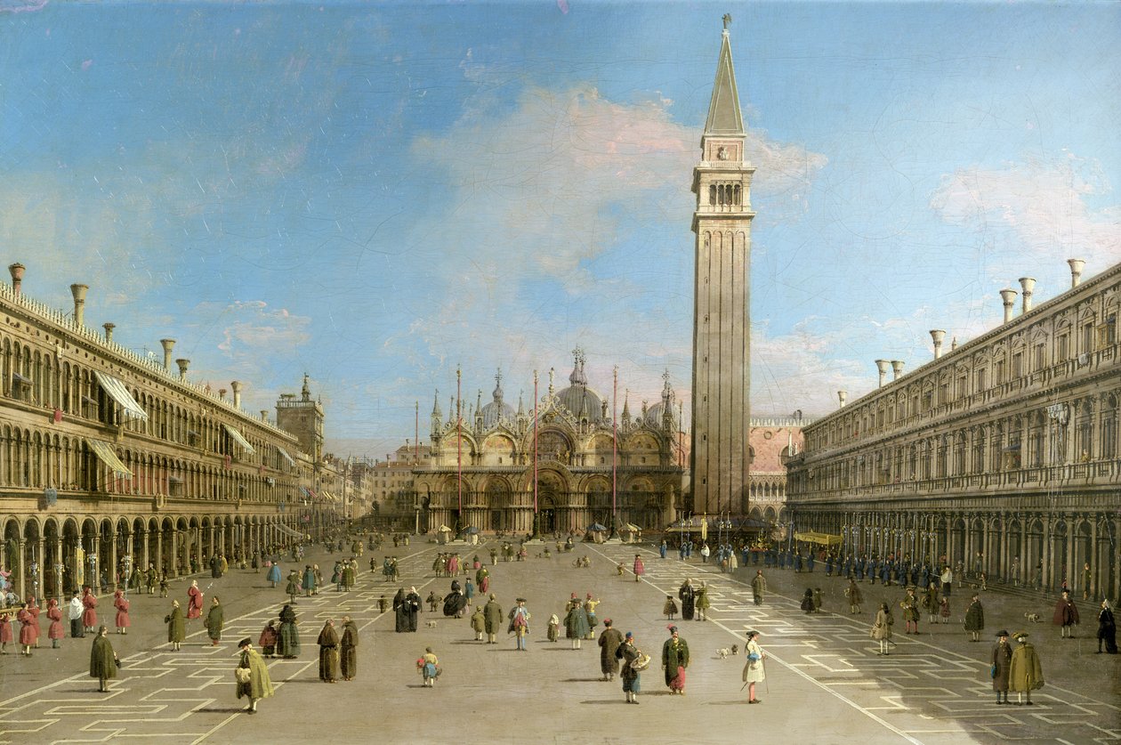 Piazza San Marco katsoen kohti San Marcon basilikaa tekijältä Giovanni Antonio Canal
