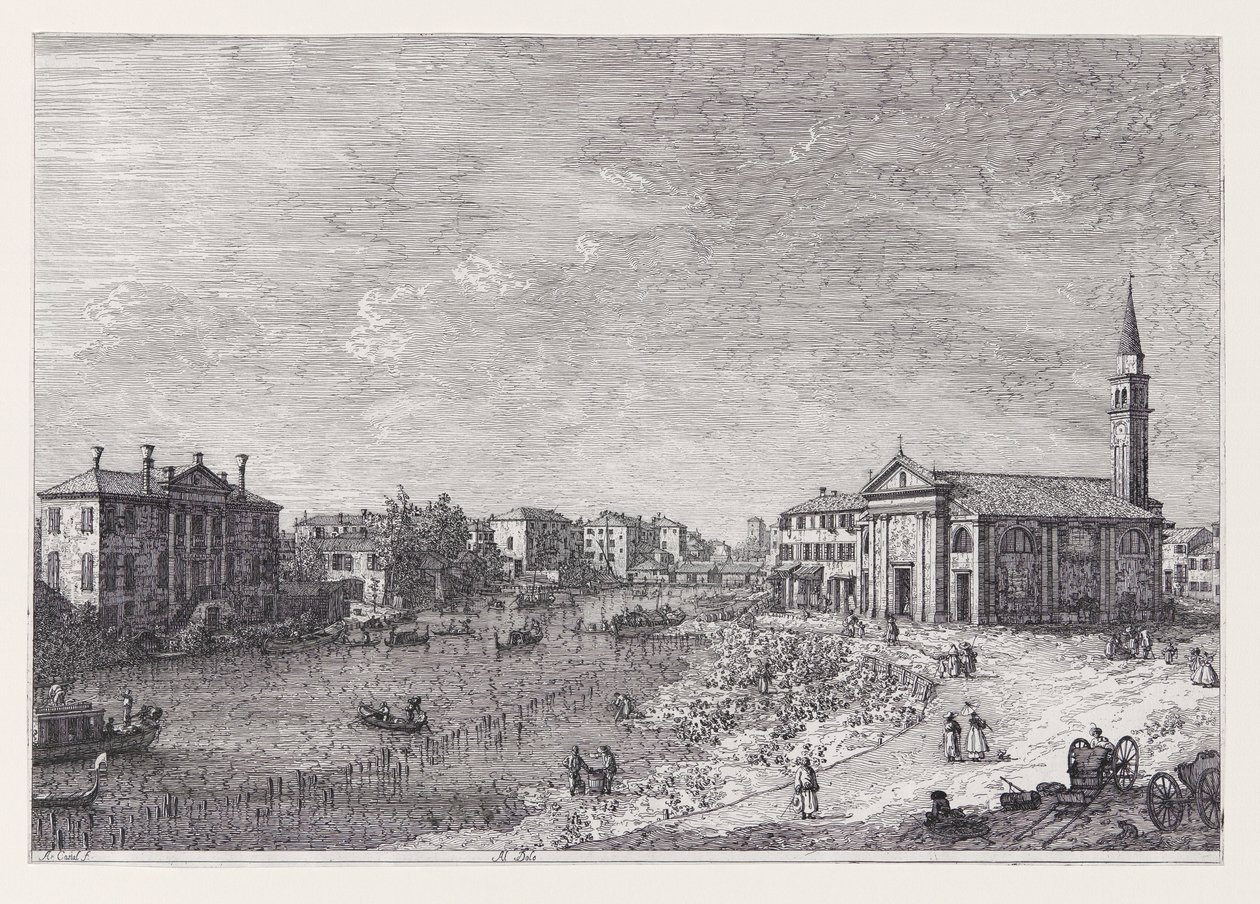 Al Dolo (At Dolo), sarjasta Vedute (Views) tekijältä Canaletto (Giovanni Antonio Canal)