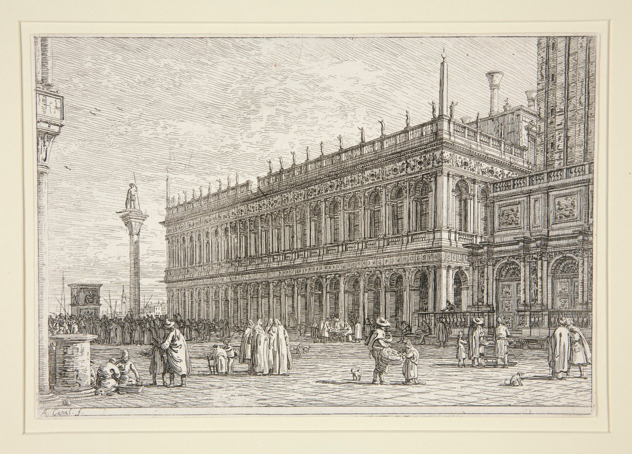 Kirjakauppa. V., sarjasta Vedute (Views) tekijältä Canaletto (Giovanni Antonio Canal)