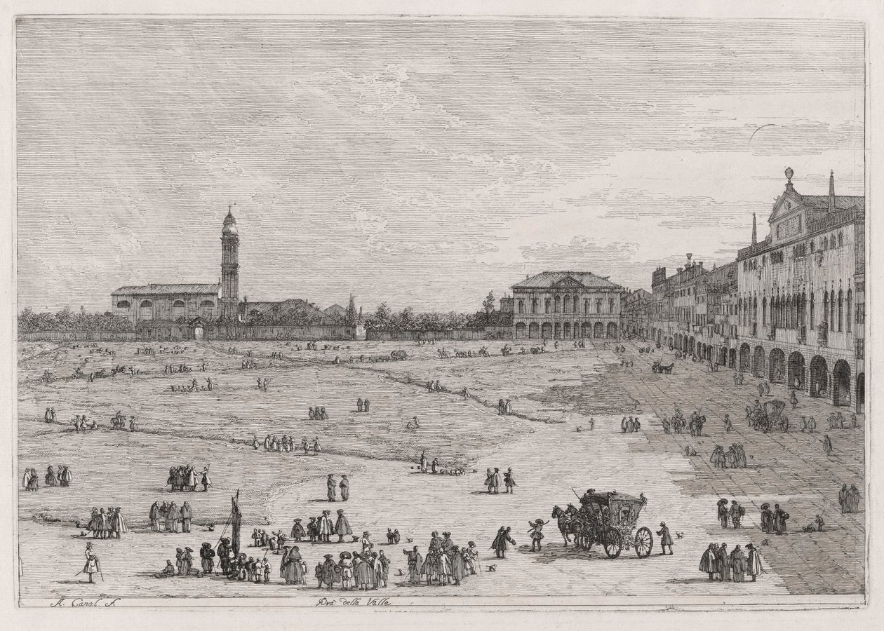 PR? della Valle (Prato della Vale), sarjasta Vedute (Views) tekijältä Canaletto (Giovanni Antonio Canal)