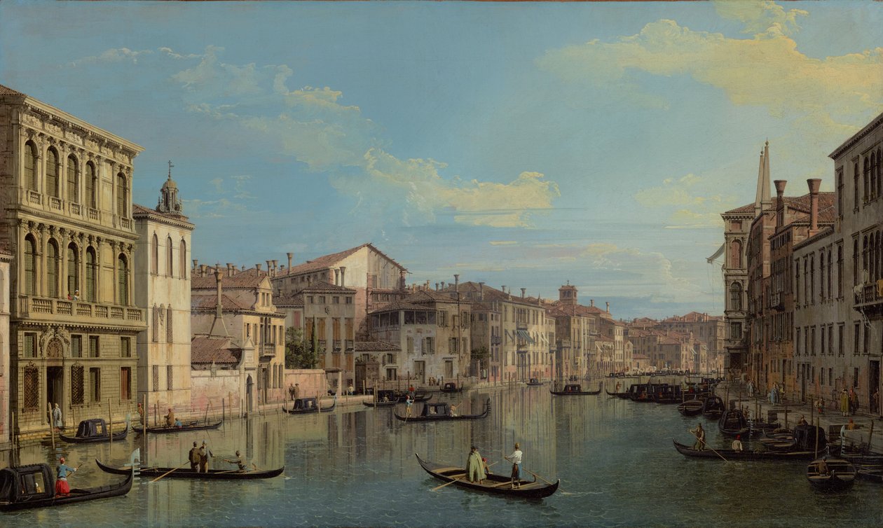 Grand Canal Venetsiassa Palazzo Flanginista Campo San Marcuolaan. tekijältä Canaletto (Giovanni Antonio Canal)
