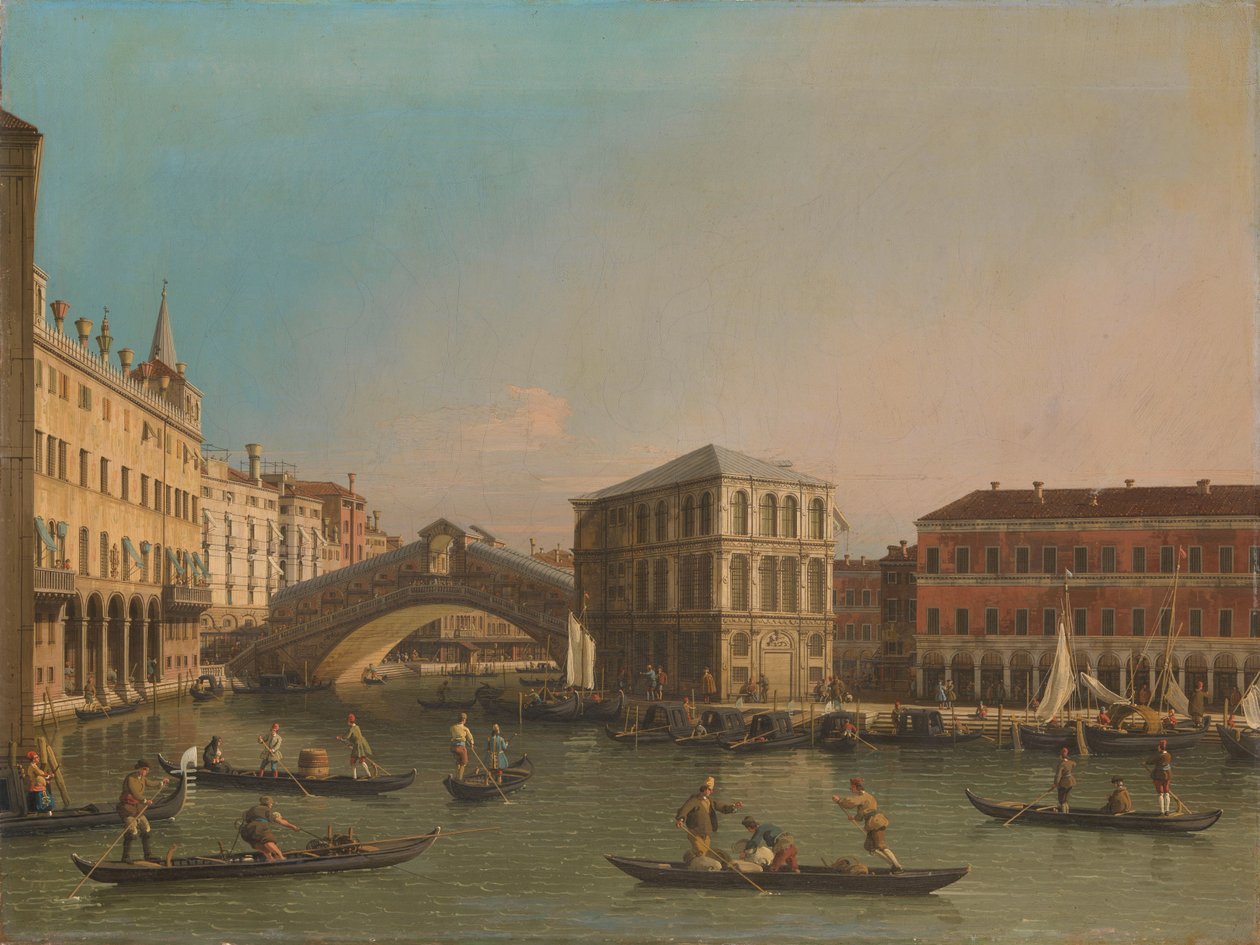 Canal Grande ja Rialton silta ja Fondaco dei Tedeschi tekijältä Canaletto (workshop of)