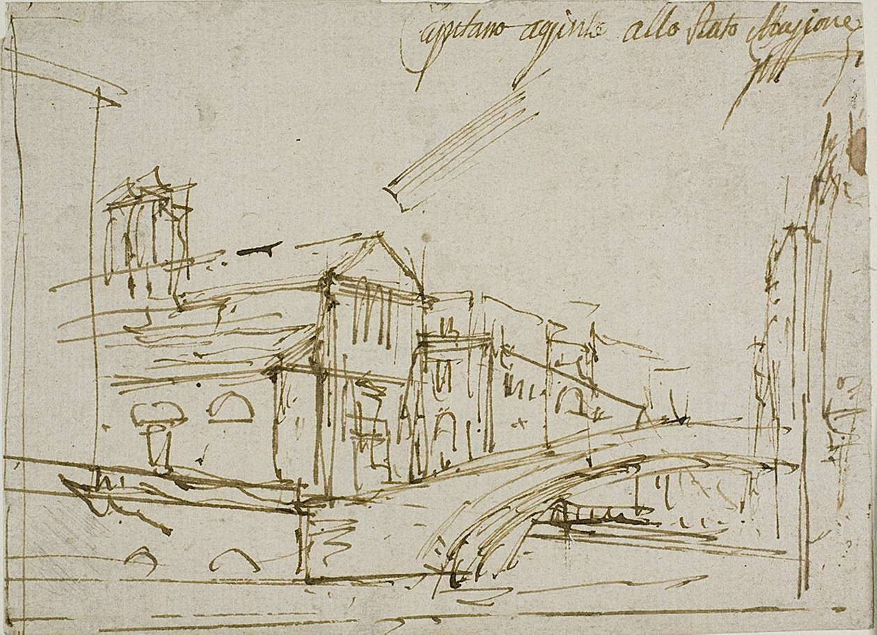 Silta lähellä kirkkoa Venetsiassa tekijältä Canaletto