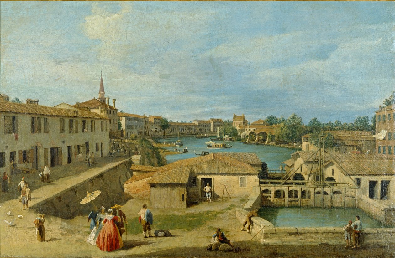 Näkymä Dolosta Brentan kanavalla, c1725-1729 tekijältä Canaletto