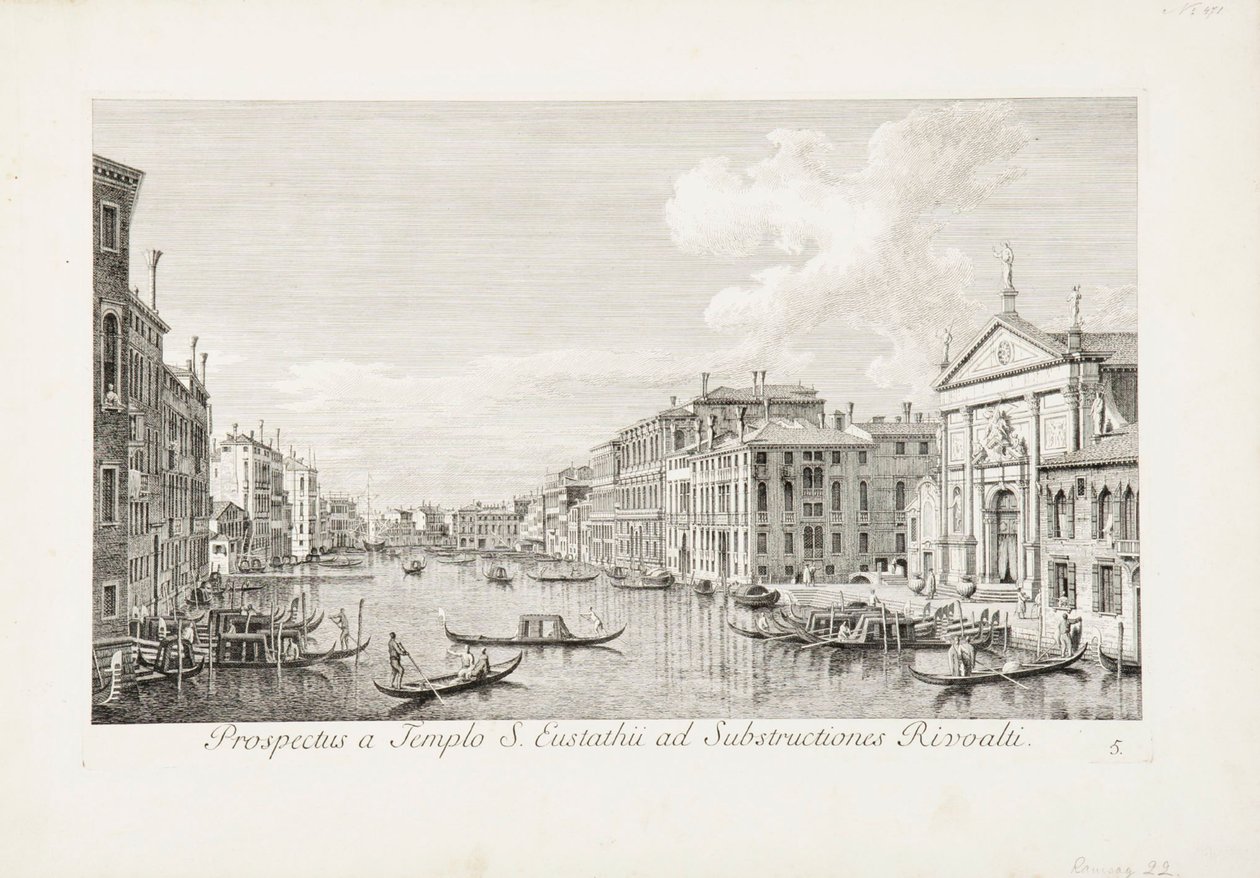 Näkymä Saint Eustachiuksesta Rialtoon tekijältä Canaletto