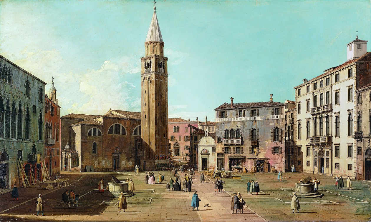 Campo SantAngelo, Venetsia, 1730-luku. tekijältä Giovanni Antonio Canal