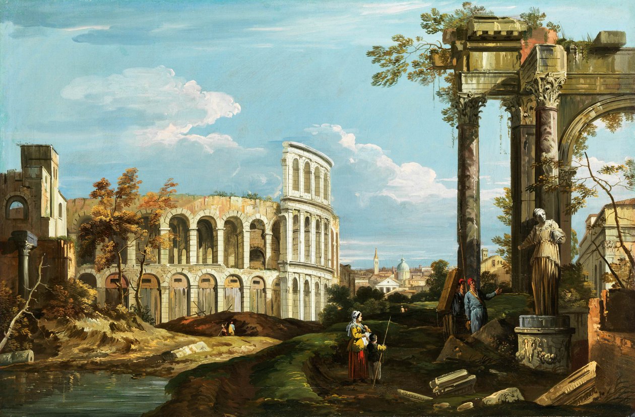 Canaletto Capriccio areenan kanssa tekijältä Canaletto