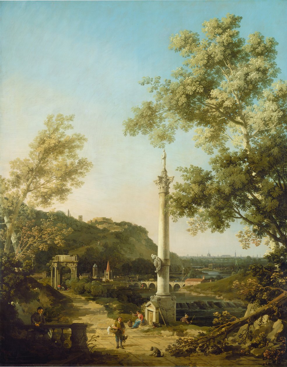 Englantilainen maisema capriccio sarakkeella tekijältä Canaletto