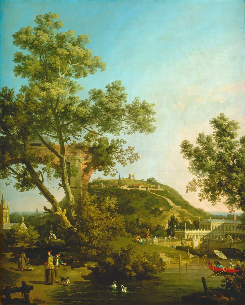 Englantilainen maisemacapriccio ja palatsi tekijältä Canaletto