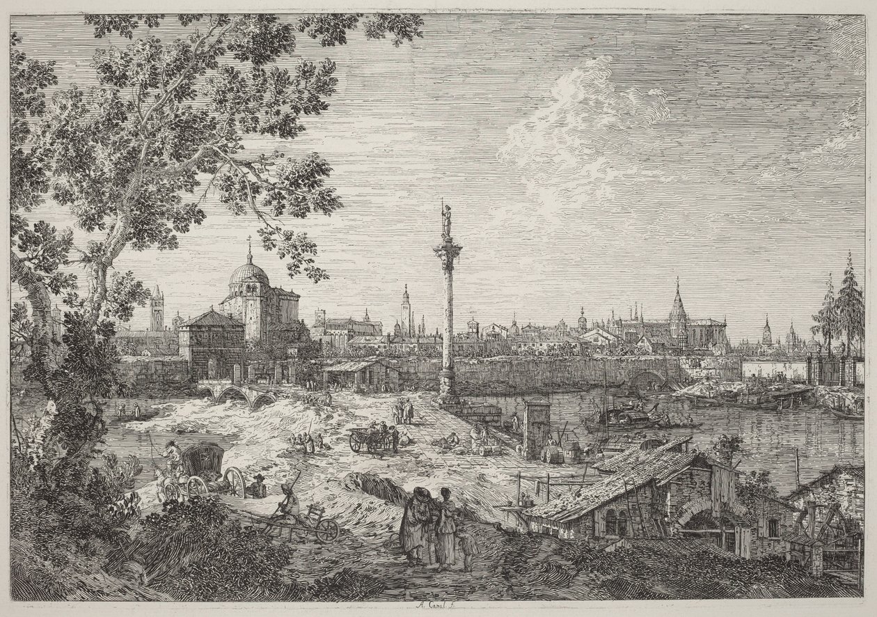 Kuvitteellinen näkymä Padovasta tekijältä Canaletto