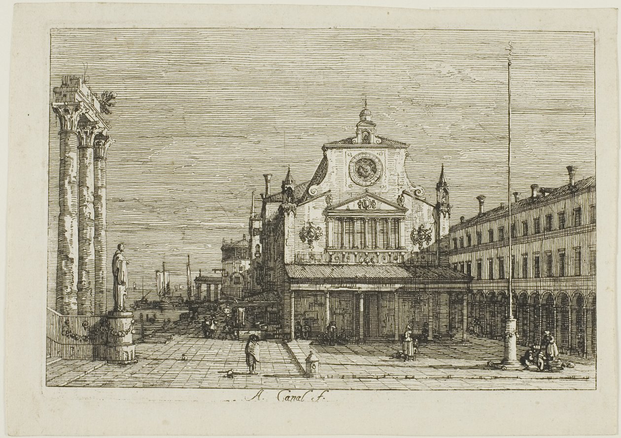 Kuvitteellinen näkymä S. Giacomo di Rialtoon, Vedutesta tekijältä Canaletto
