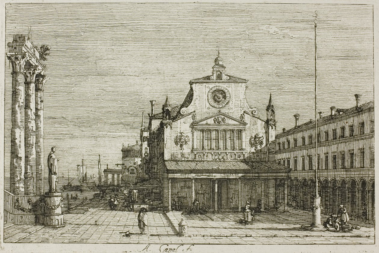 Kuvitteellinen näkymä S. Giacomo di Rialtoon, Vedutesta tekijältä Canaletto