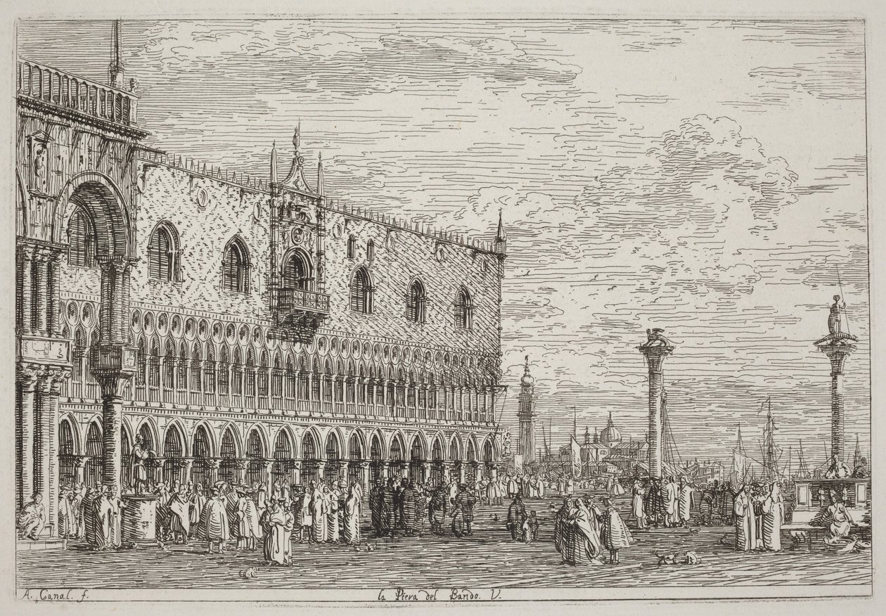 Julistuskivi. V. [alhaalla oikealla] tekijältä Canaletto