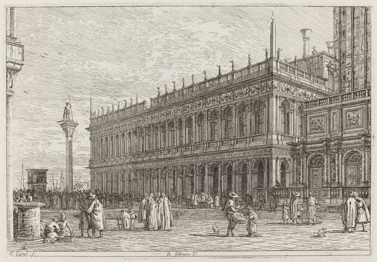 La libreria. V. [ylävasemmalla] vuonna 1742 tai ennen sitä. tekijältä Canaletto
