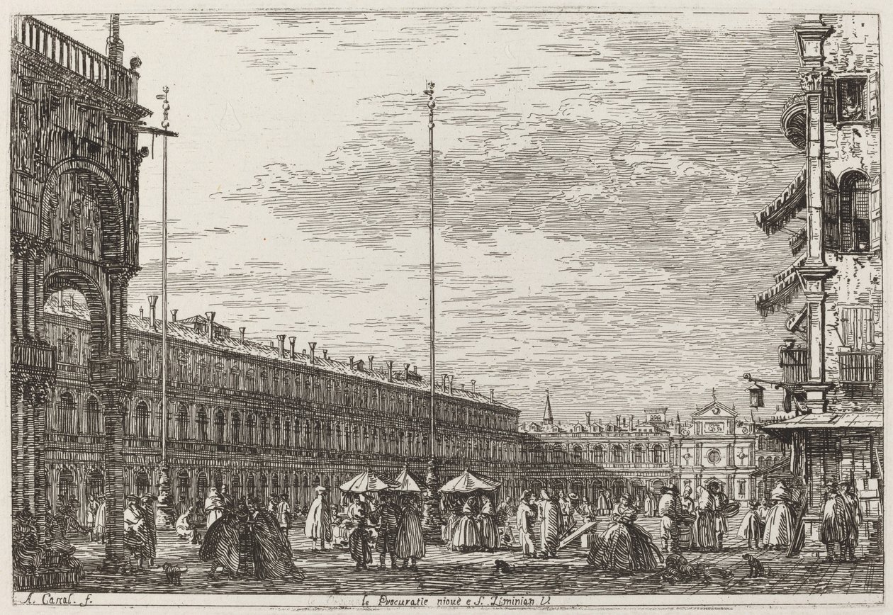 Le Procuratie niove e S. Ziminian V. [ylhäällä oikealla], c. 17351746. tekijältä Canaletto