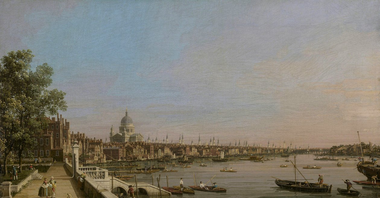 Lontoo ja Thames Somerset Housen terassilta Saint Paulin katedraaliin päin katsottuna tekijältä Canaletto