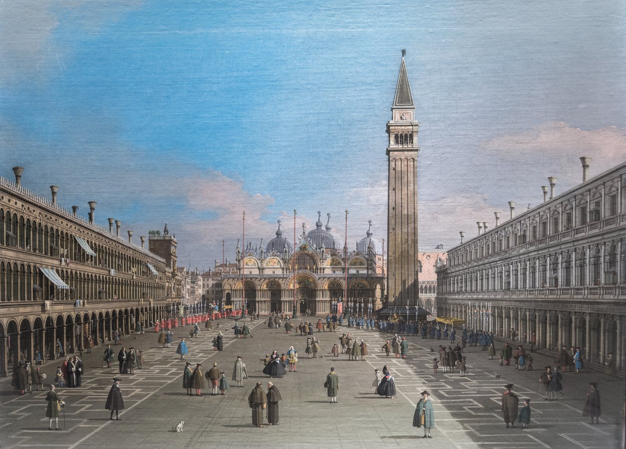Piazza San Marco ja basilika, Venetsia tekijältä Canaletto