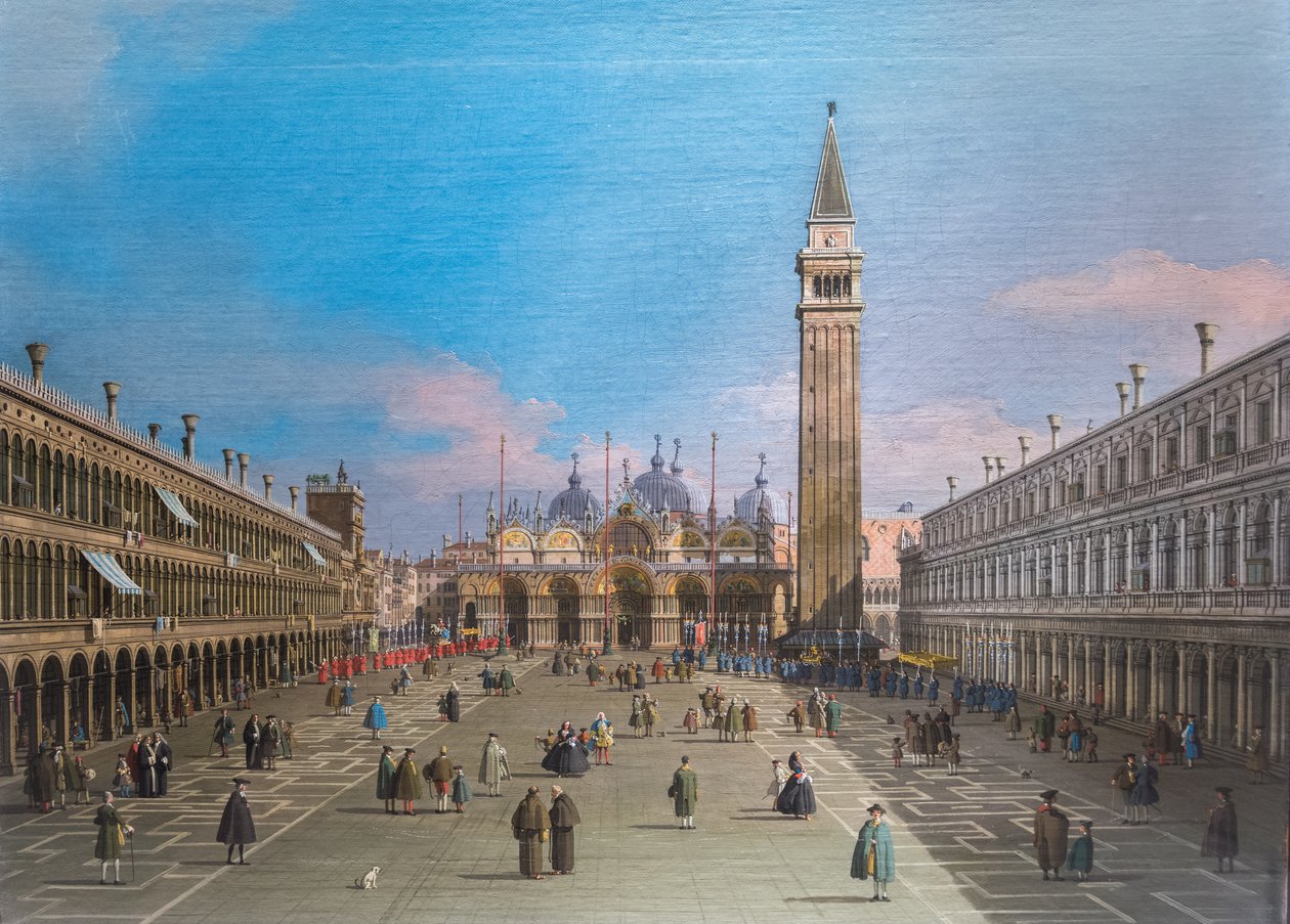 Piazza San Marco ja basilika, Venetsia tekijältä Canaletto