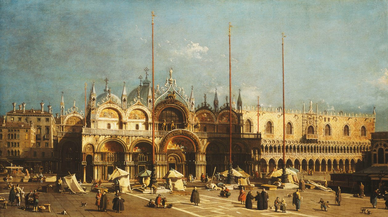 San Marco ja Dogen palatsi, Venetsia, Piazza San Marco -aukiolta, noin 1740-luku tekijältä Giovanni Antonio Canal