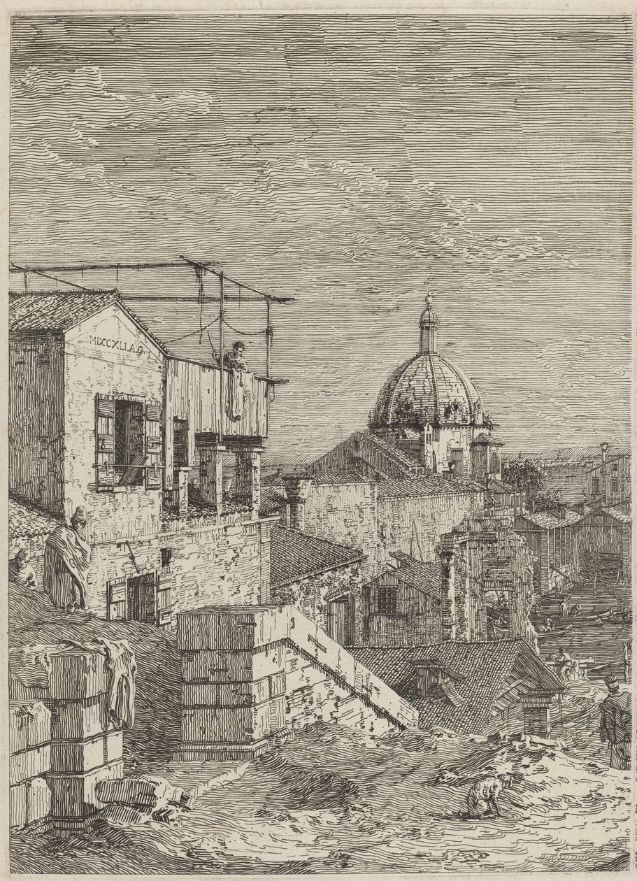 Talo, jossa on kirjoitus [vasemmalla], 1741. tekijältä Canaletto