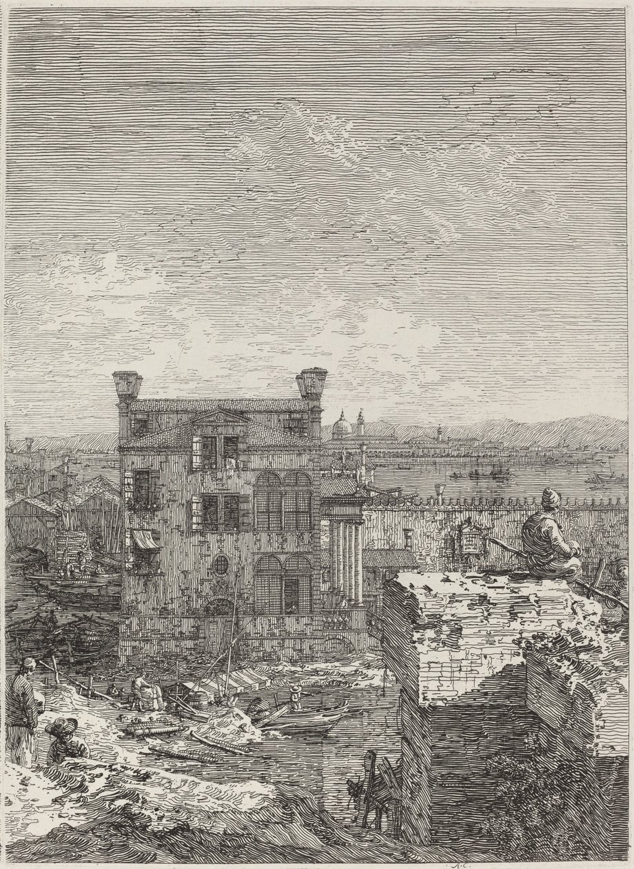 Talo Peristylen kanssa [oikealla] tekijältä Canaletto