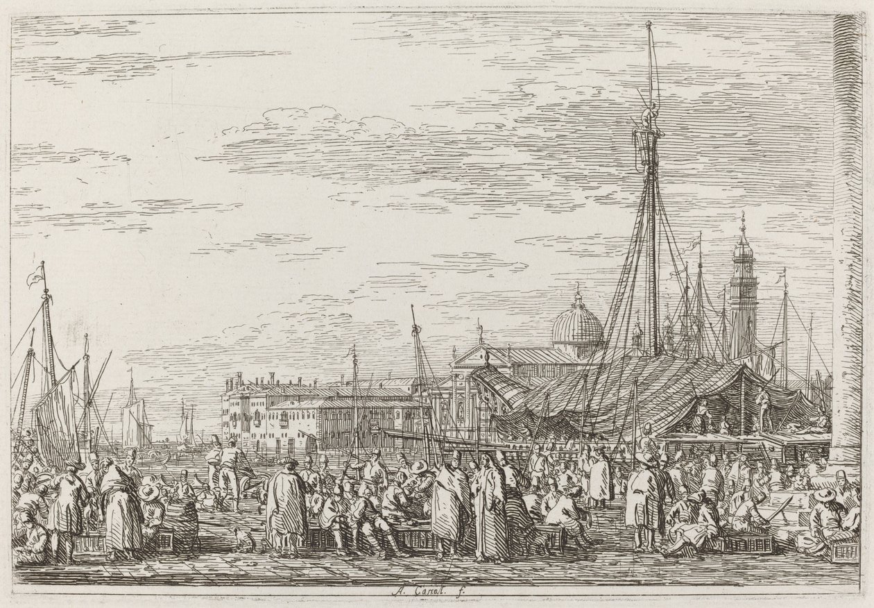 Molon markkinat [ylävasemmalla], n. 17351746. tekijältä Canaletto