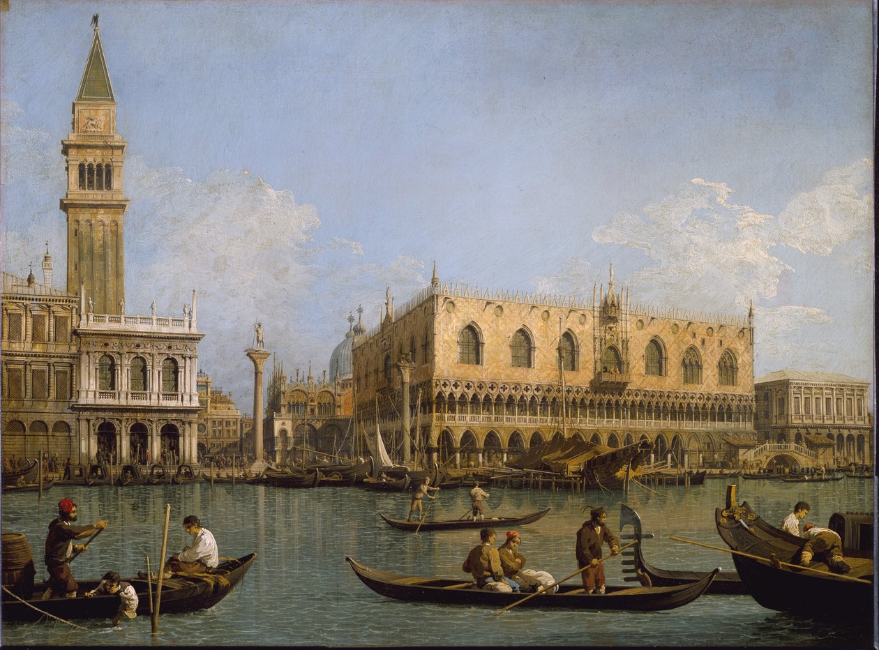 Myyrä, näkymä Pyhän Markuksen altaalta Venetsiaan Antonio Canalin maalaus, joka tunnetaan nimellä Canaletto tekijältä Canaletto