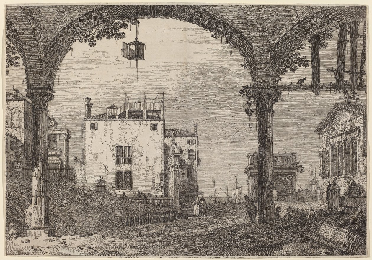 Portico lyhdyn kanssa tekijältä Canaletto