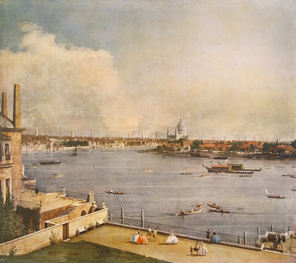Thames ja Lontoon kaupunki Richmond Housesta, Whitehall, Westminster, n. 1747 tekijältä Canaletto