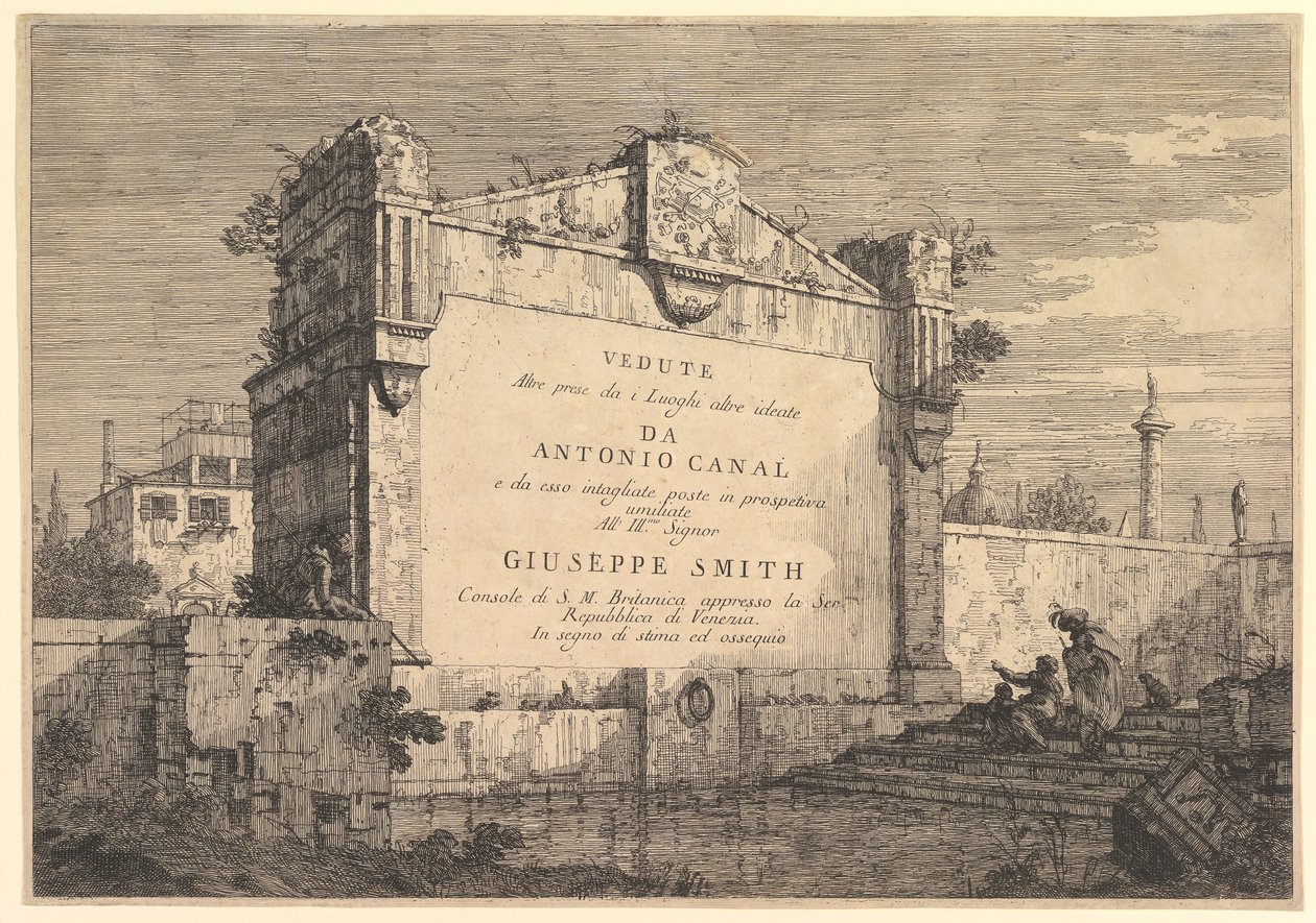 Nimikilpi Näkemyksiä muut otettu paikoista muista suunniteltu, otsikko ja julkaisu ..., 1735-46. tekijältä Giovanni Antonio Canal