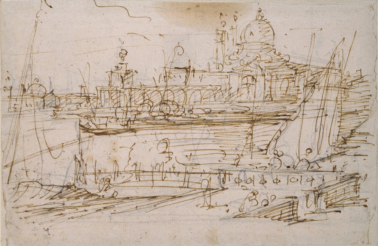 Venetsia: Dogana ja S. Maria della Salute Molo di Terranovasta, 1700-luvun puoliväli tekijältä Canaletto