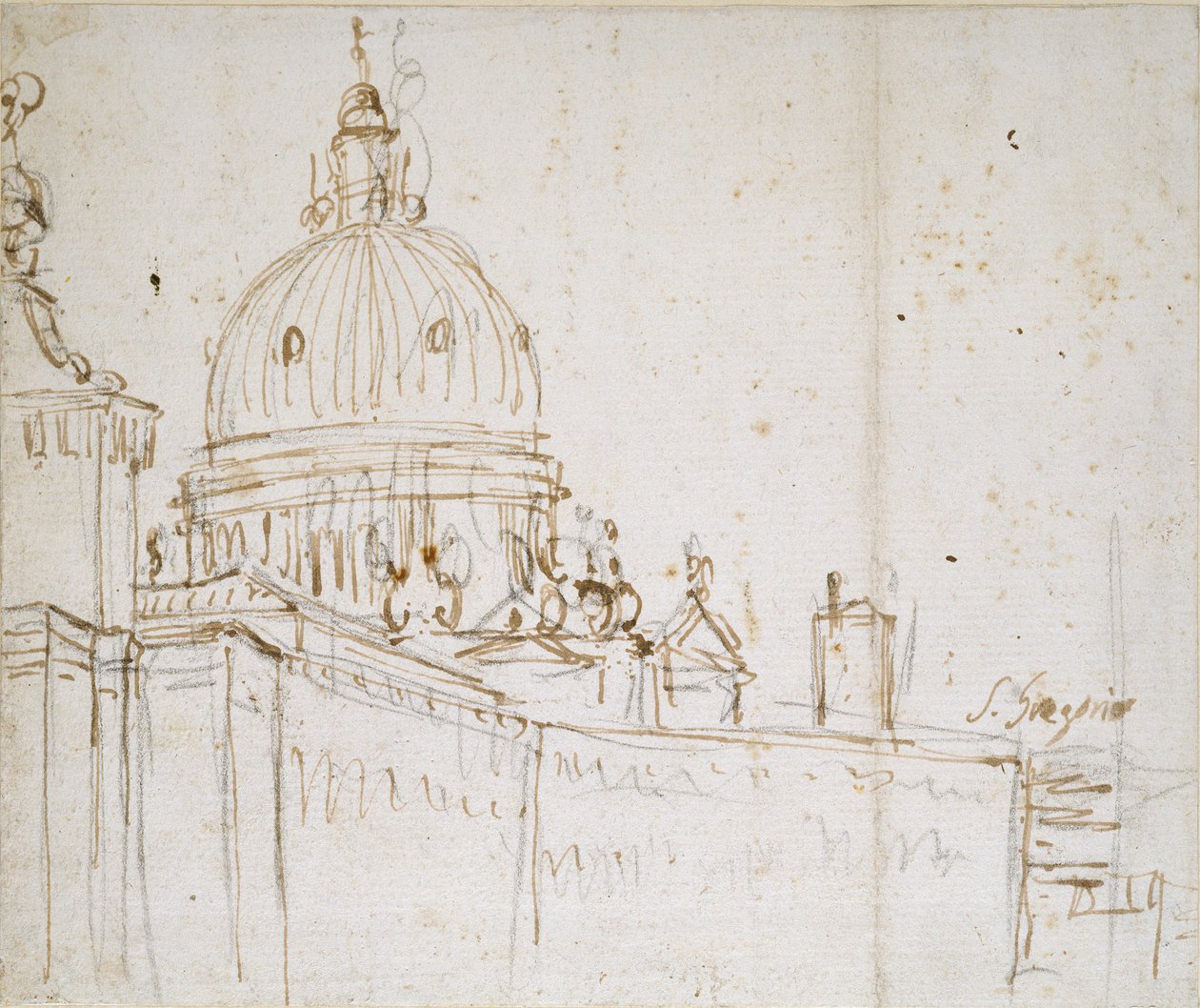 Venetsia: Dogana di Mare ja S. Maria della Salute, 1700-luvun puoliväli tekijältä Canaletto