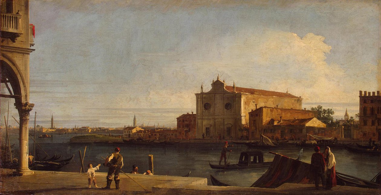 Näkymä San Giovanni dei Battutin kirkolle Muranon saarella, vuosina 1725–1728. tekijältä Giovanni Antonio Canal