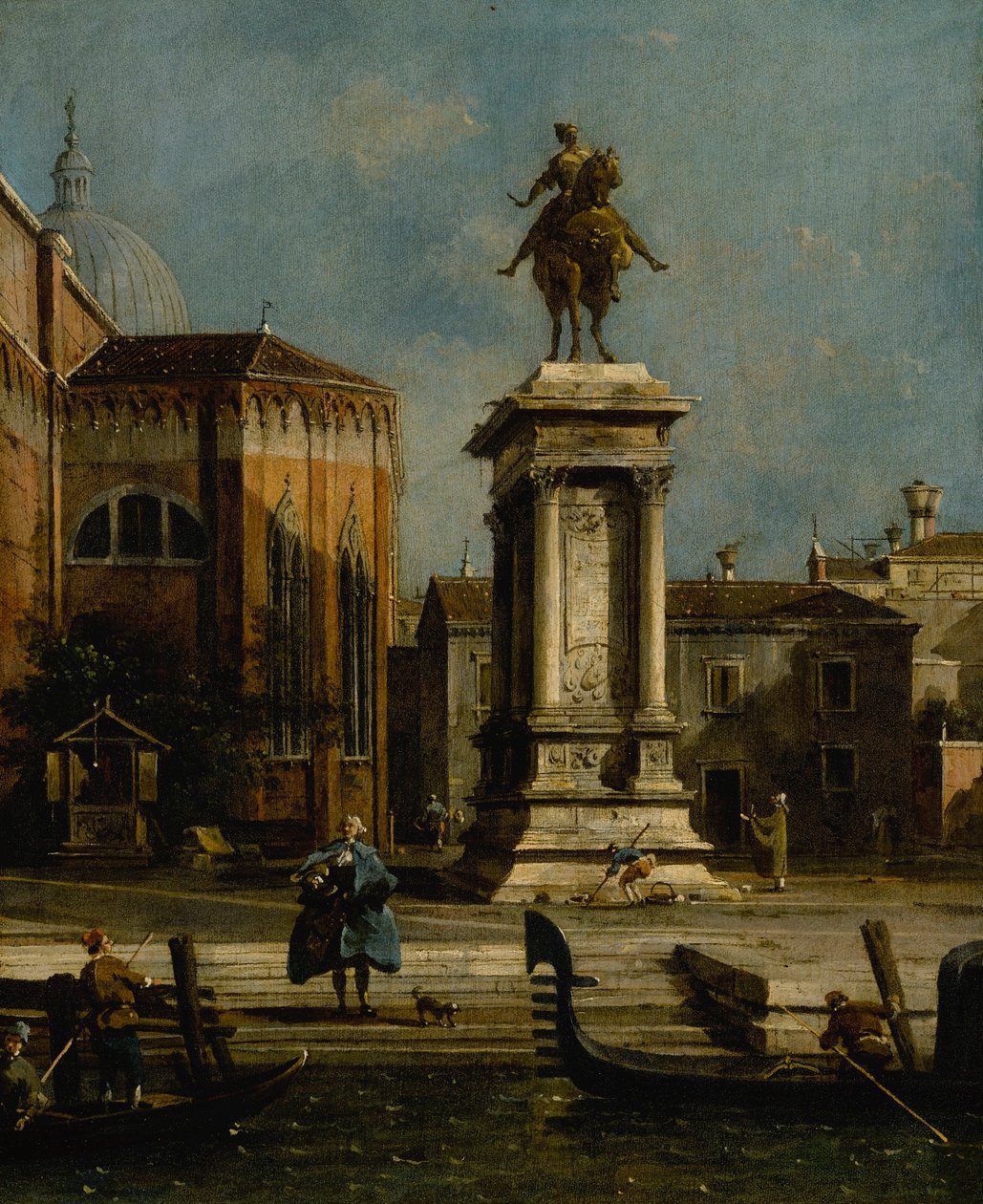 Näkymä Bartolomeo Colleonin ratsastajapatsaaseen tekijältä Canaletto